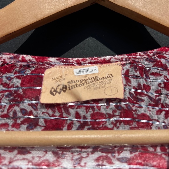 VTG Red Floral Long Sleeve Sheer Beach Coverup Jumpsuit - Picture 2 of 14